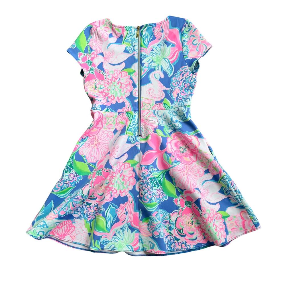 Lilly Pulitzer Floral Dress Girl’s Peony For Thoughts Arya Flare Dress Size 14 - Picture 2 of 9